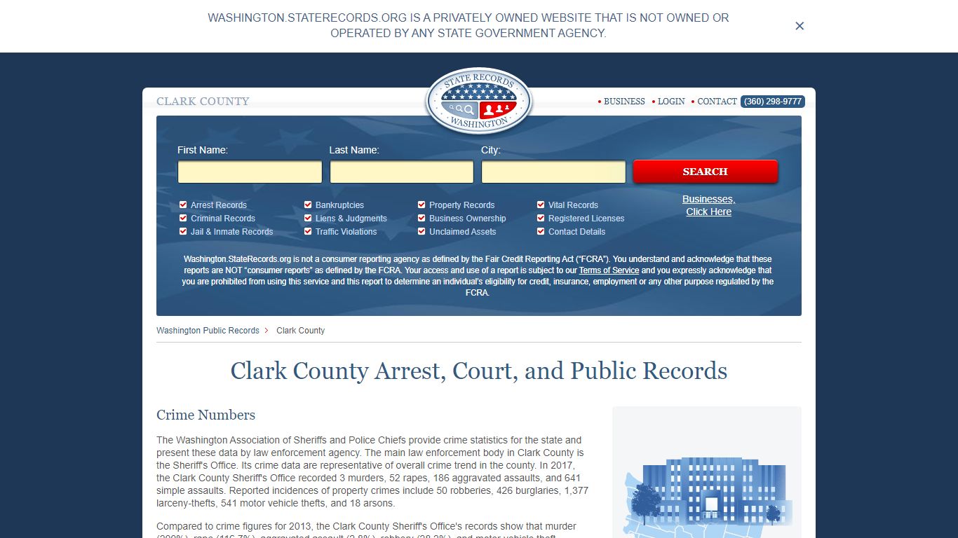 Clark County Arrest, Court, and Public Records